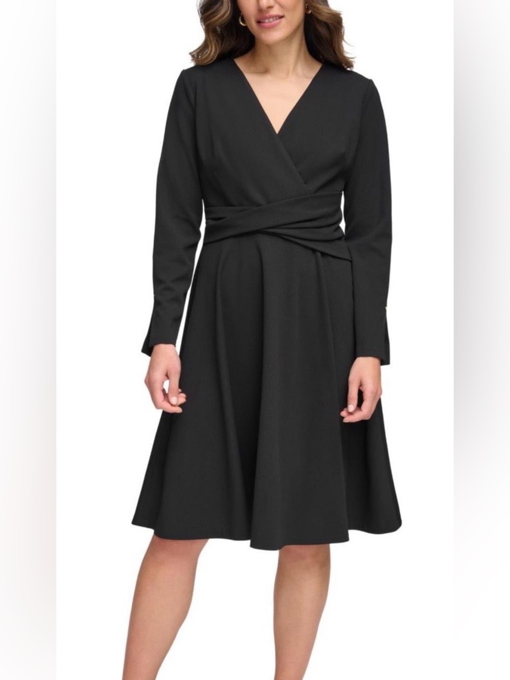 Tommy Hilfiger Black Wrap Fit & Flare Dress Size 6 NWT